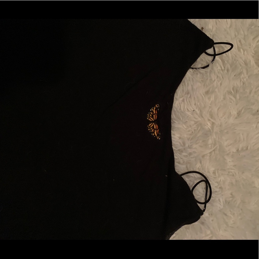 black tight butterfly tank top